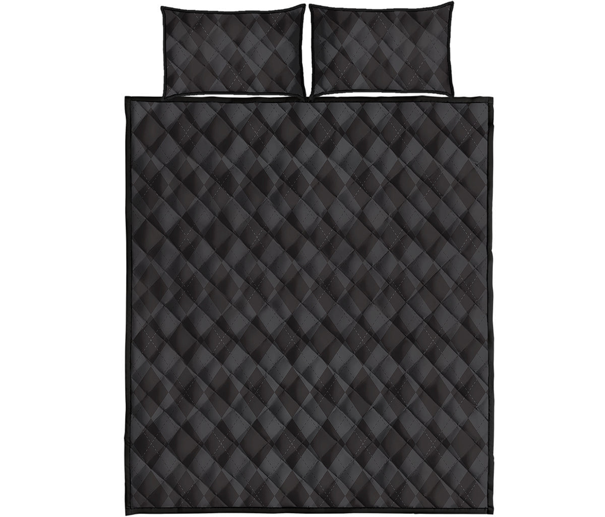Black And Grey Argyle Pattern Print Quilt Bed Set