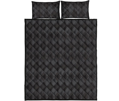 Black And Grey Argyle Pattern Print Quilt Bed Set