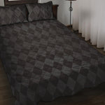 Black And Grey Argyle Pattern Print Quilt Bed Set