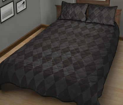 Black And Grey Argyle Pattern Print Quilt Bed Set