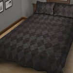 Black And Grey Argyle Pattern Print Quilt Bed Set