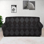 Black And Grey Argyle Pattern Print Sofa Cover