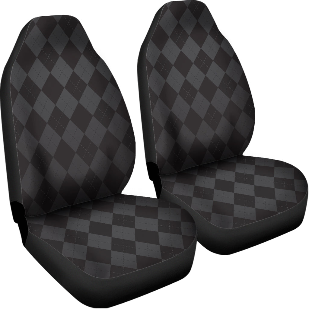 Black And Grey Argyle Pattern Print Universal Fit Car Seat Covers