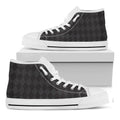 Black And Grey Argyle Pattern Print White High Top Sneakers
