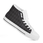 Black And Grey Argyle Pattern Print White High Top Shoes