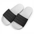 Black And Grey Argyle Pattern Print White Slide Sandals