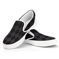 Black And Grey Argyle Pattern Print White Slip On Sneakers