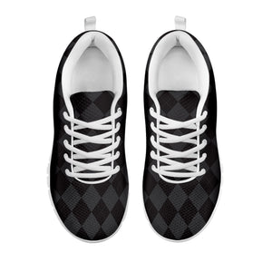 Black And Grey Argyle Pattern Print White Sneakers