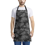 Black And Grey Camouflage Print Apron