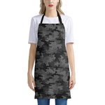 Black And Grey Camouflage Print Apron