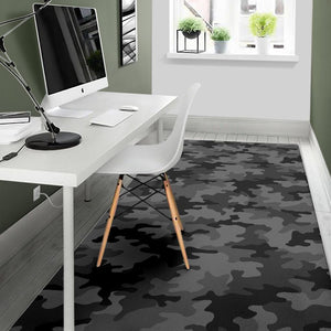 Black And Grey Camouflage Print Area Rug GearFrost