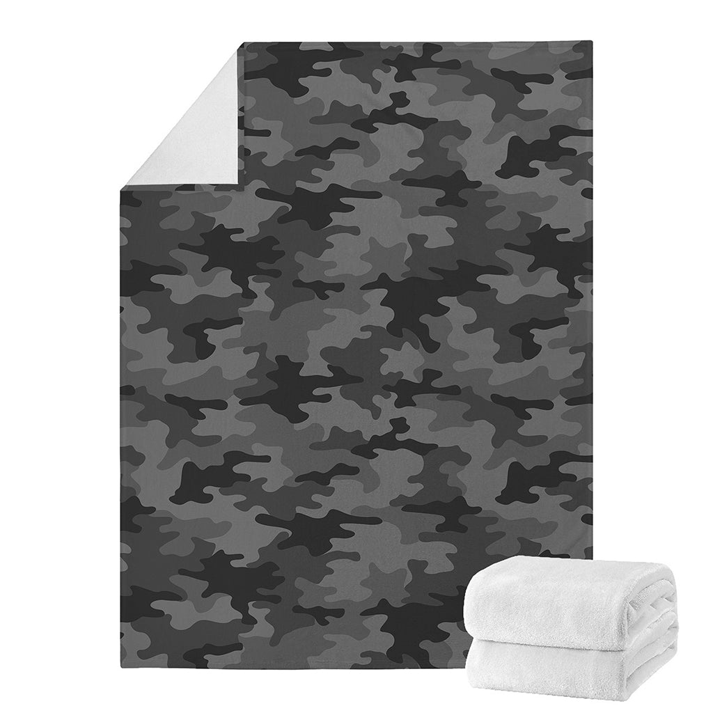 Black And Grey Camouflage Print Blanket