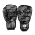 Black And Grey Camouflage Print Boxing Gloves