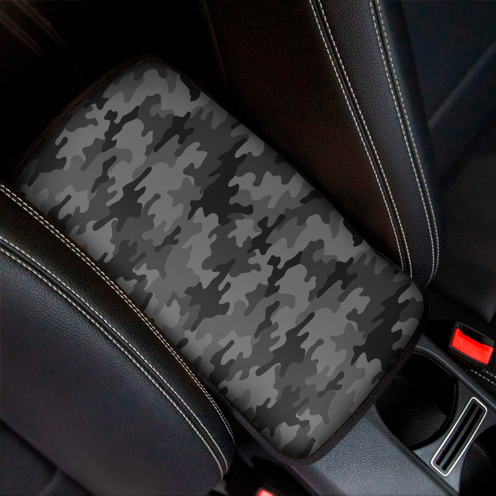 Black And Grey Camouflage Print Car Center Console Cover