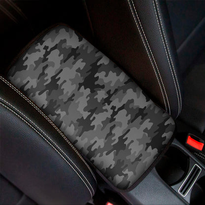 Black And Grey Camouflage Print Car Center Console Cover