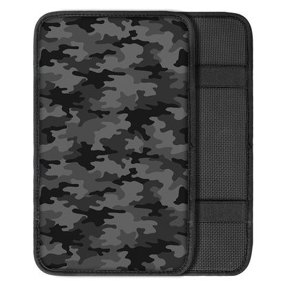 Black And Grey Camouflage Print Car Center Console Cover