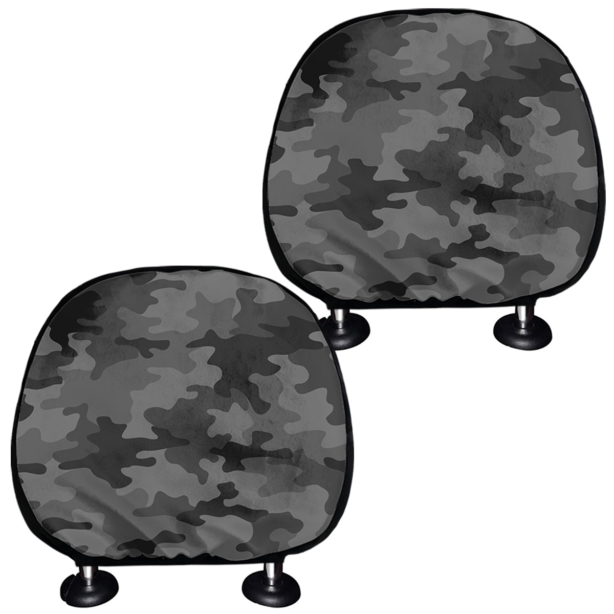 Black And Grey Camouflage Print Car Headrest Covers