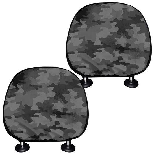 Black And Grey Camouflage Print Car Headrest Covers