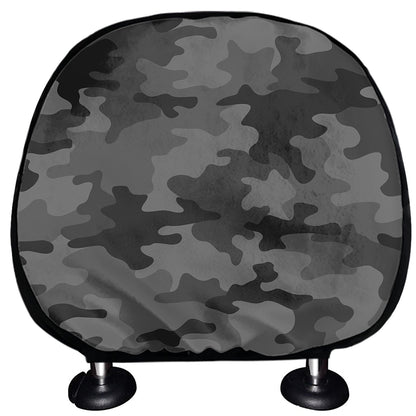 Black And Grey Camouflage Print Car Headrest Covers
