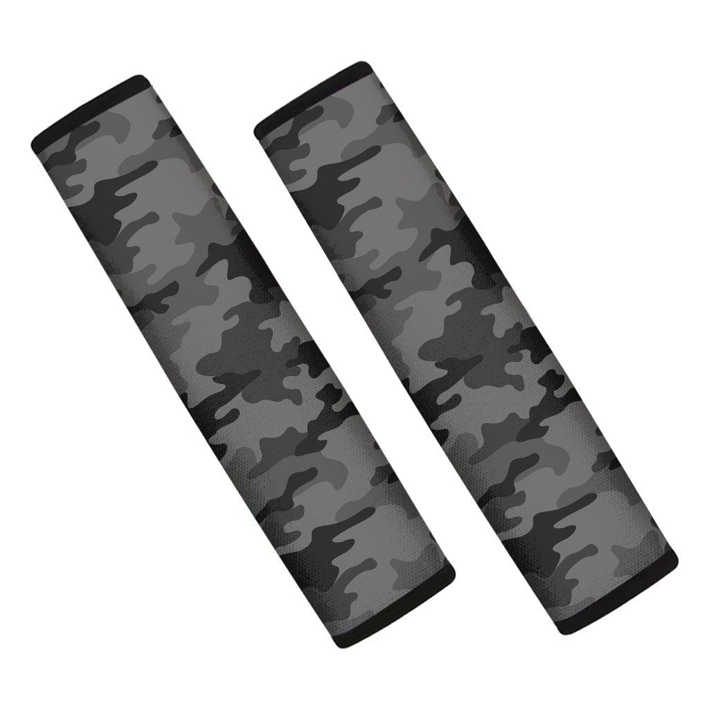 Black And Grey Camouflage Print Car Seat Belt Covers