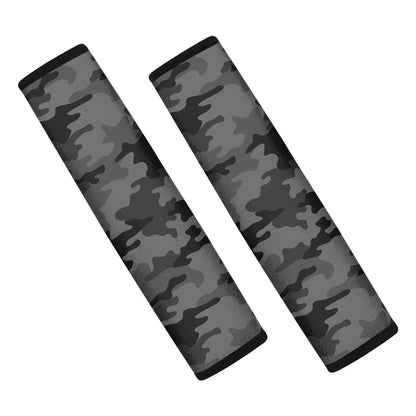 Black And Grey Camouflage Print Car Seat Belt Covers