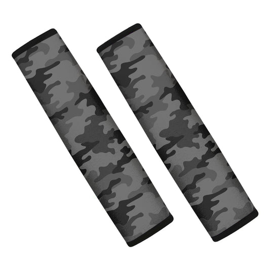 Black And Grey Camouflage Print Car Seat Belt Covers