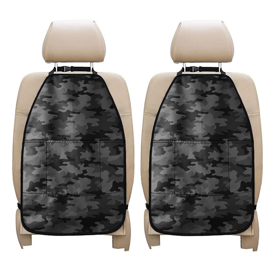 Black And Grey Camouflage Print Car Seat Organizers