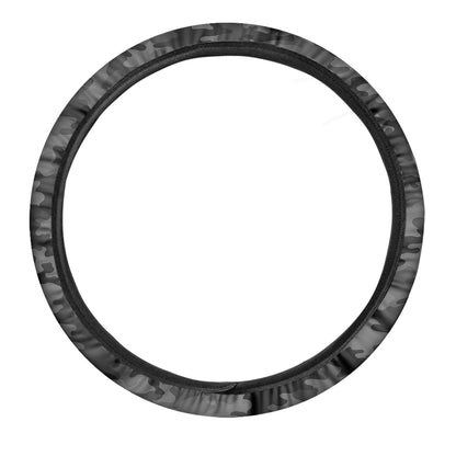 Black And Grey Camouflage Print Car Steering Wheel Cover