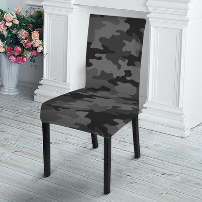 Black And Grey Camouflage Print Dining Chair Slipcover