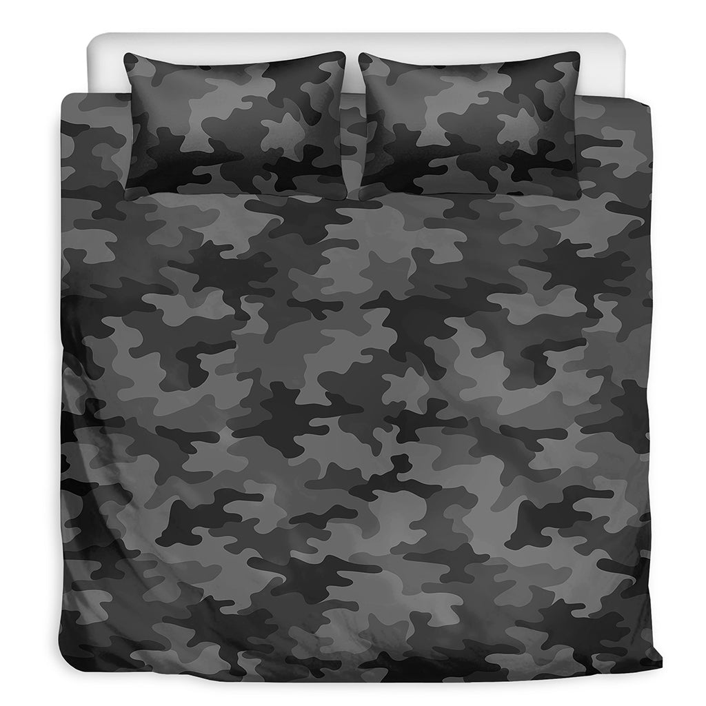 Black And Grey Camouflage Print Duvet Cover Bedding Set