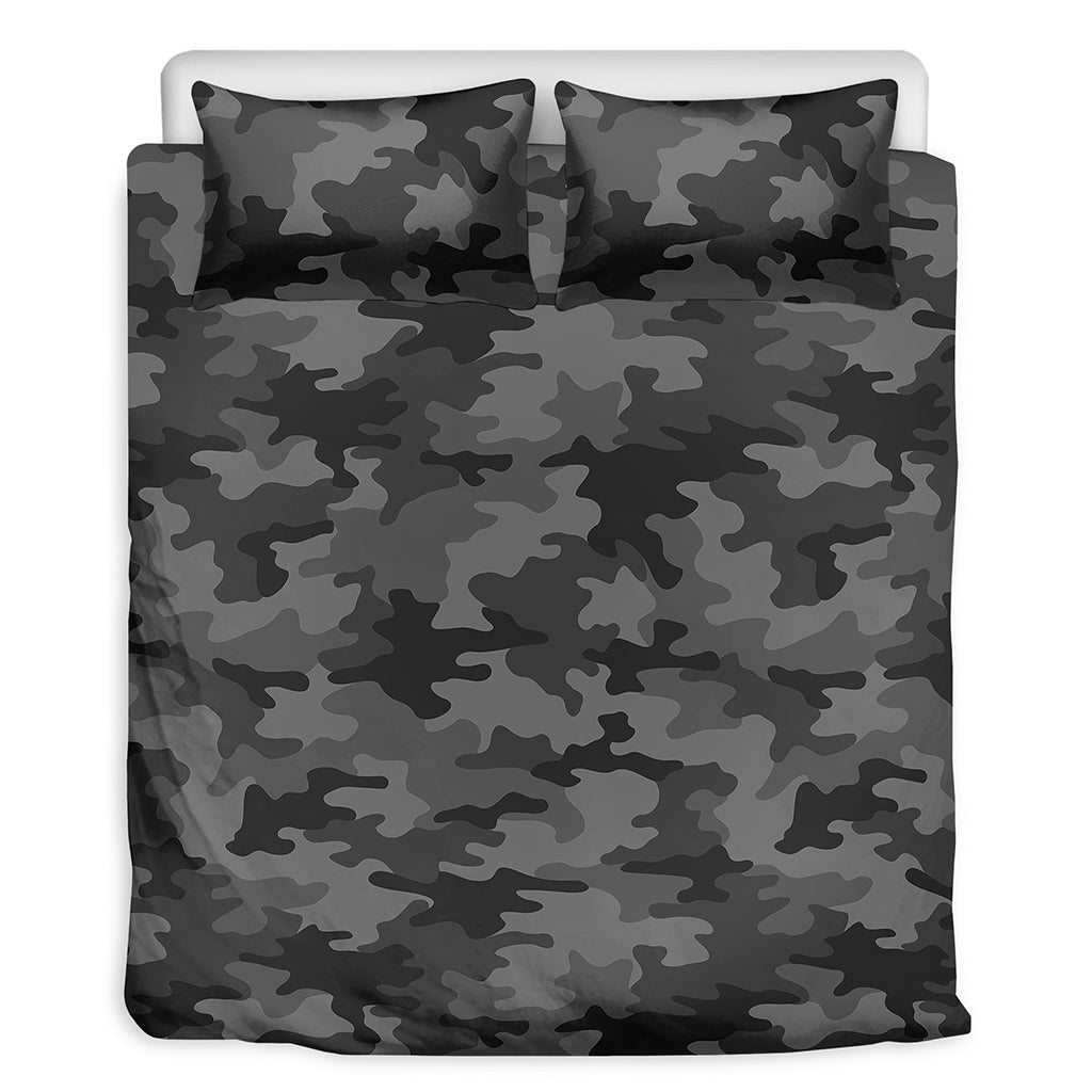 Black And Grey Camouflage Print Duvet Cover Bedding Set