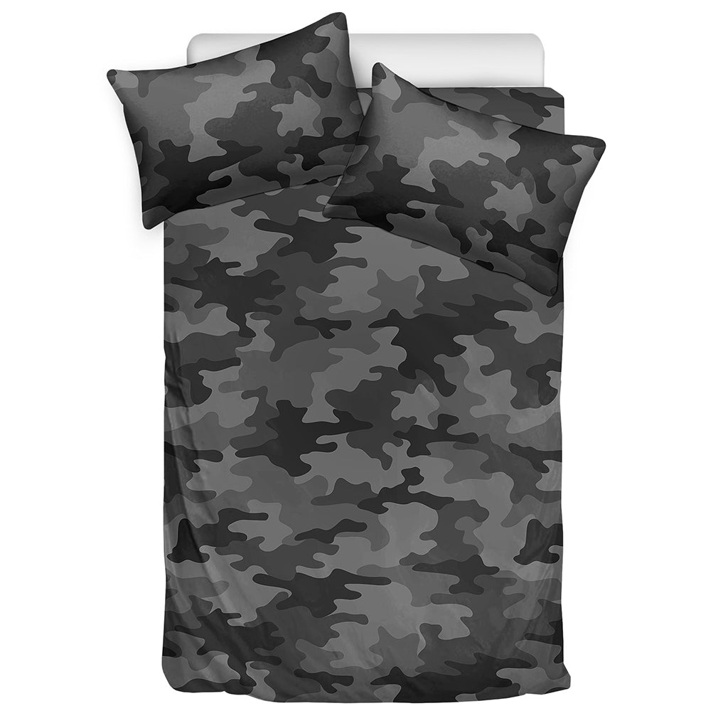 Black And Grey Camouflage Print Duvet Cover Bedding Set