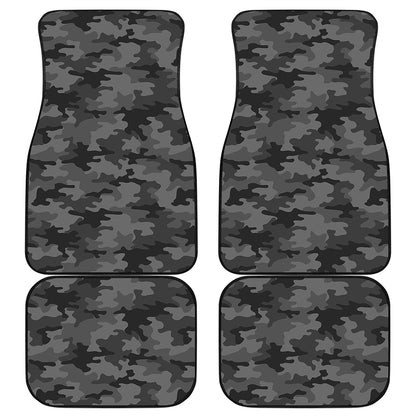 Black And Grey Camouflage Print Front and Back Car Floor Mats