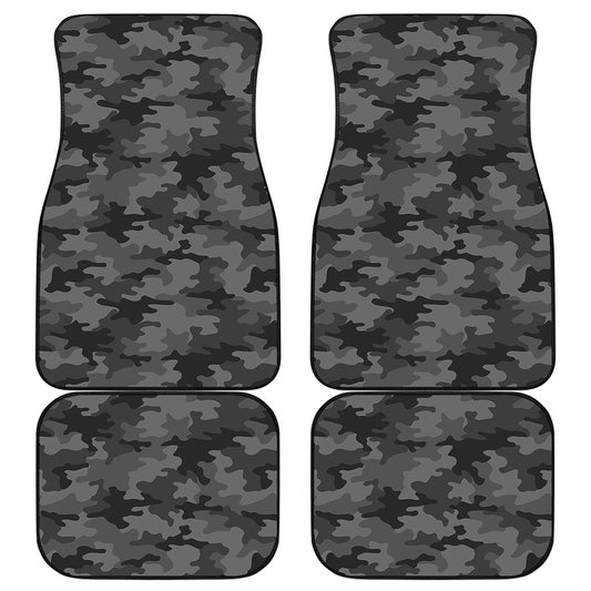 Black And Grey Camouflage Print Front and Back Car Floor Mats