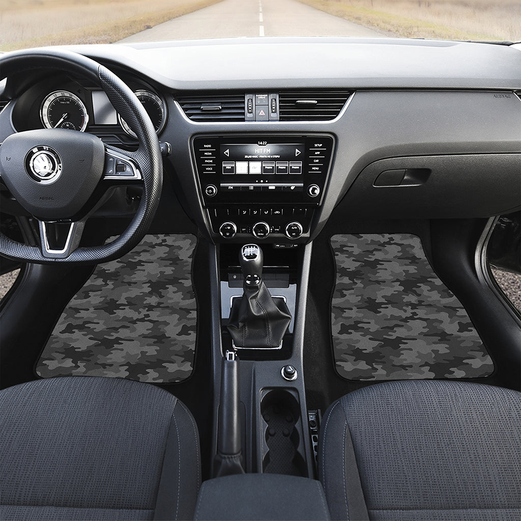 Black And Grey Camouflage Print Front and Back Car Floor Mats