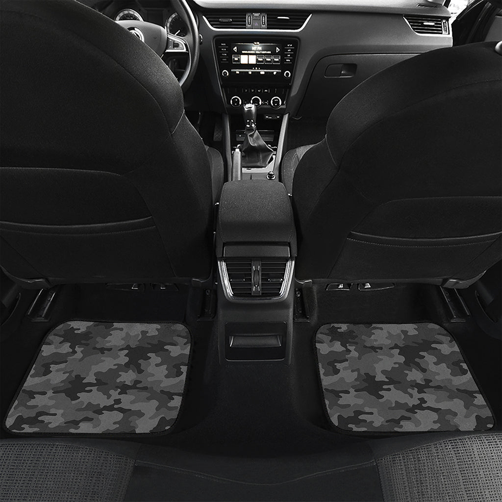 Black And Grey Camouflage Print Front and Back Car Floor Mats