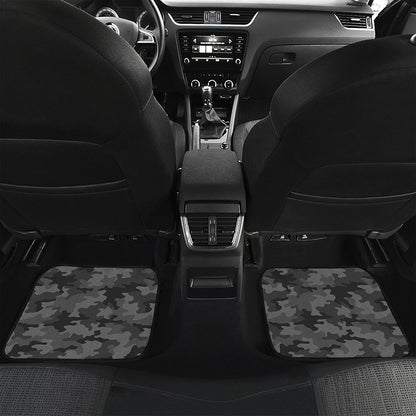 Black And Grey Camouflage Print Front and Back Car Floor Mats