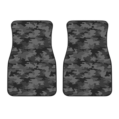 Black And Grey Camouflage Print Front Car Floor Mats