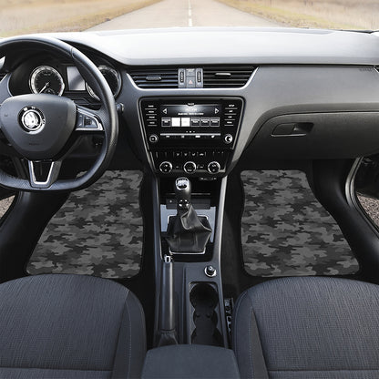 Black And Grey Camouflage Print Front Car Floor Mats