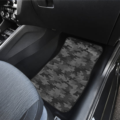 Black And Grey Camouflage Print Front Car Floor Mats