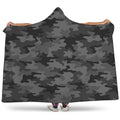 Black And Grey Camouflage Print Hooded Blanket