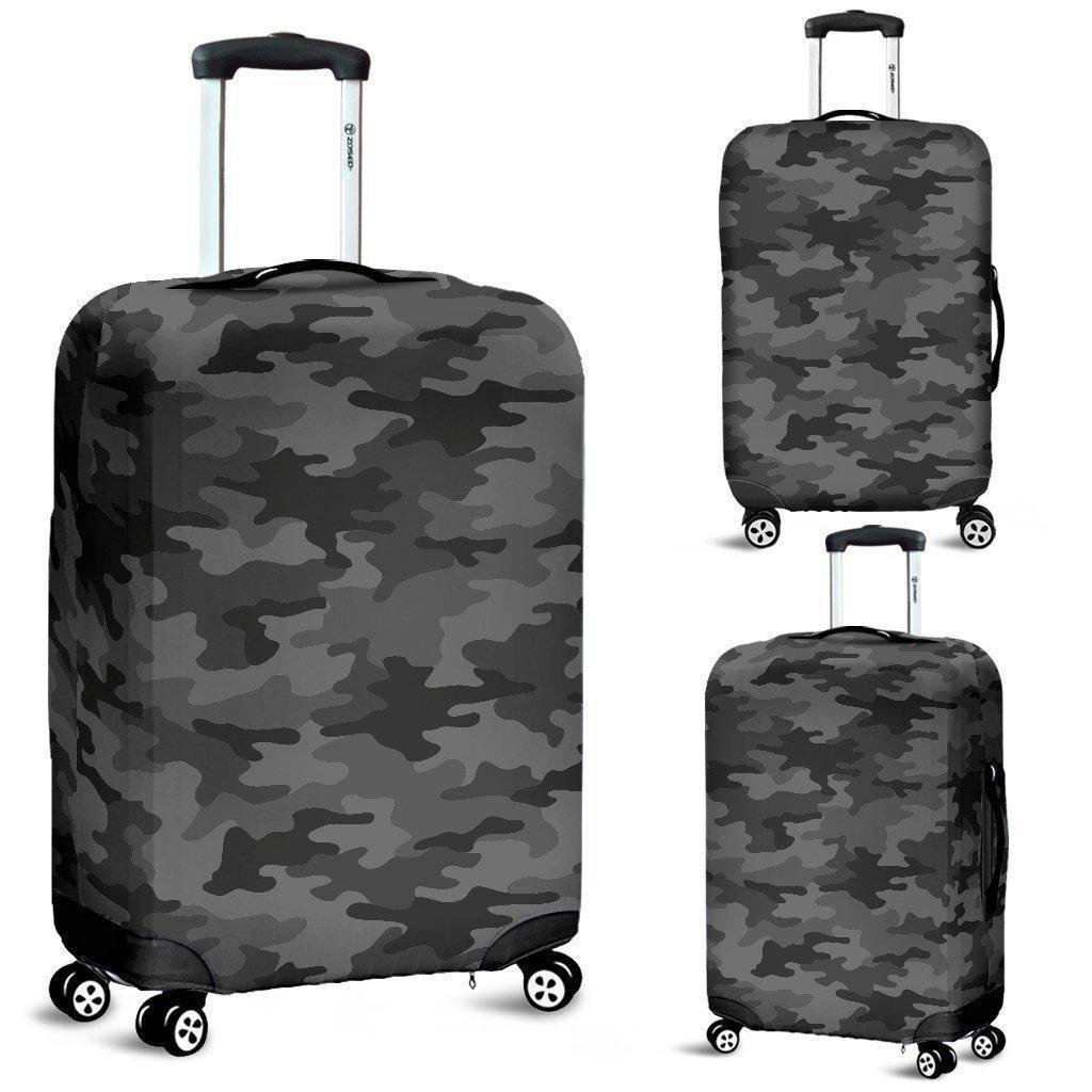 Black And Grey Camouflage Print Luggage Cover GearFrost