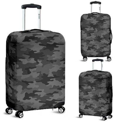 Black And Grey Camouflage Print Luggage Cover GearFrost