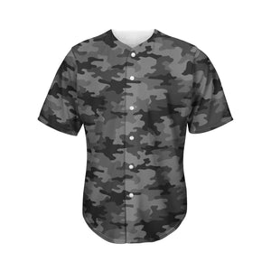 Black And Grey Camouflage Print Men's Baseball Jersey