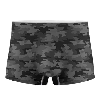 Black And Grey Camouflage Print Men's Boxer Briefs
