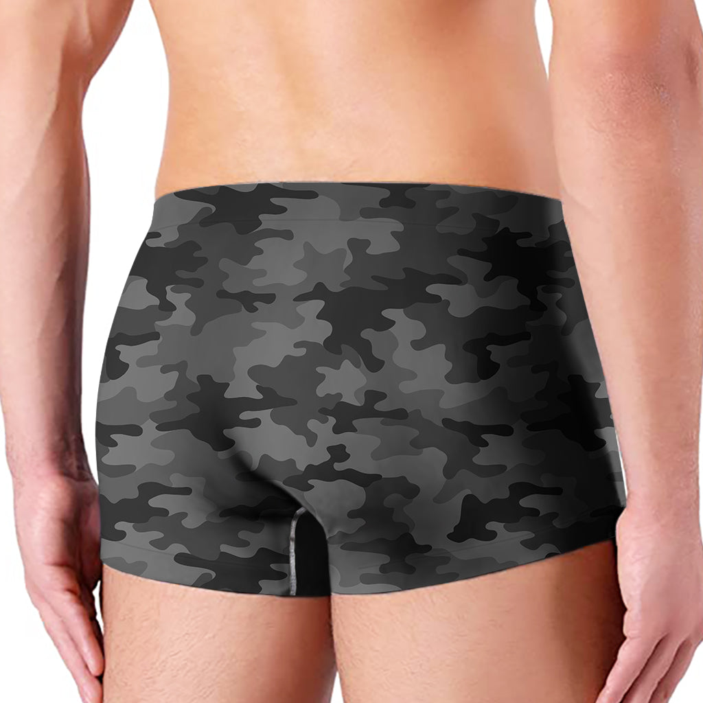 Black And Grey Camouflage Print Men's Boxer Briefs