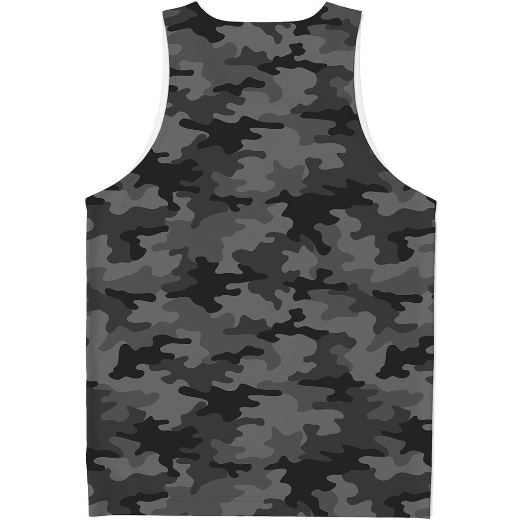 Black And Grey Camouflage Print Men's Tank Top