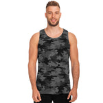 Black And Grey Camouflage Print Men's Tank Top