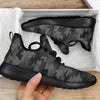 Black And Grey Camouflage Print Mesh Knit Shoes GearFrost