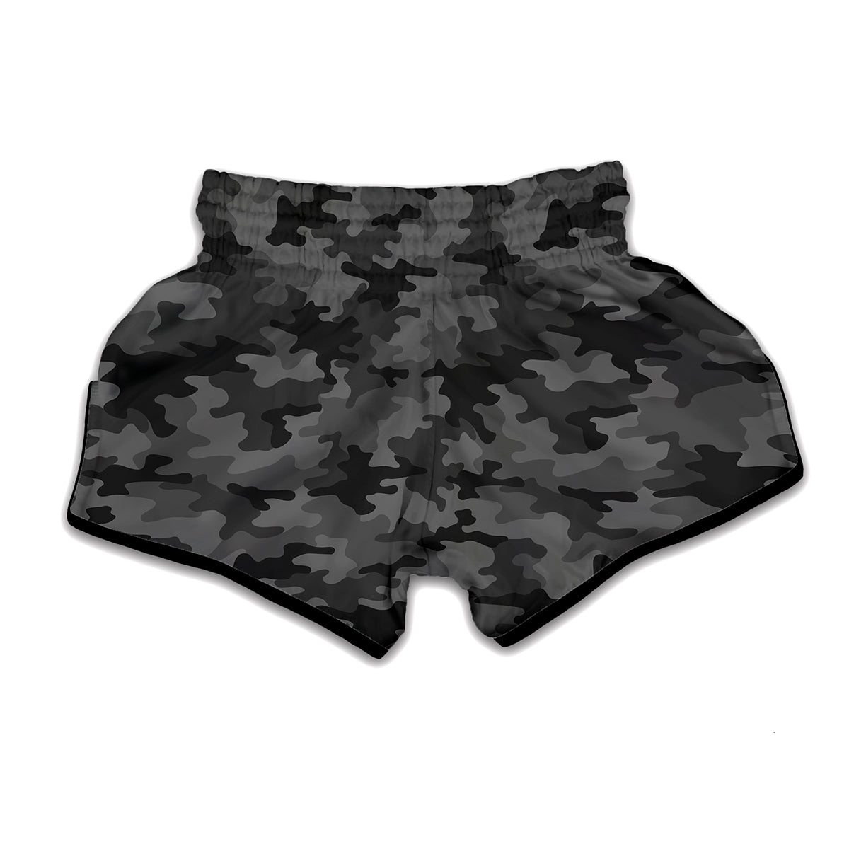 Black And Grey Camouflage Print Muay Thai Boxing Shorts